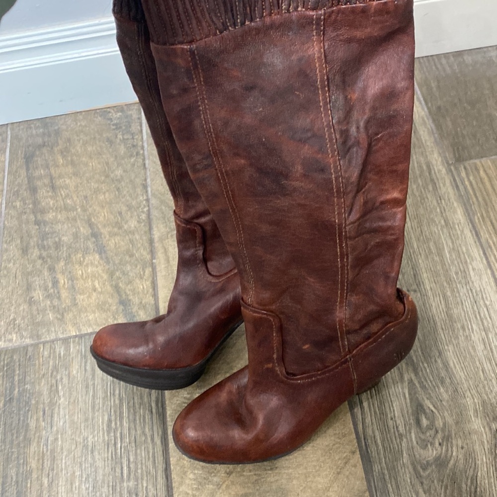 Frye Mimi scrunch boot all leather brown size 6.5 M. - Picture 15 of 16